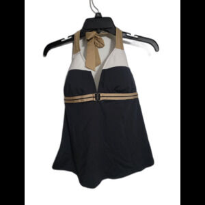 Jag Black White Brown  Striped Two Piece Bikini Swim Bathing Suit XL